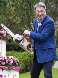 Alan Titchmarsh with a chainsaw Meme Template