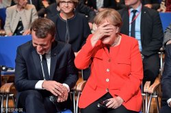 Macron Merkel laughing Meme Template