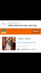 Jillian Quist Jones 2003 San Juan High School Citrus Heights CA Meme Template