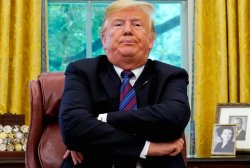 Trump frowning, arms folded Meme Template