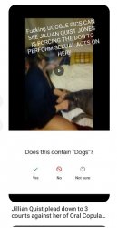 Jillian Quist Jones Sexually Molesting Dog. Forcing his Head Meme Template
