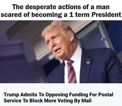 Trump Mail Sabotage Scared Of Becoming 1 Term President Meme Template