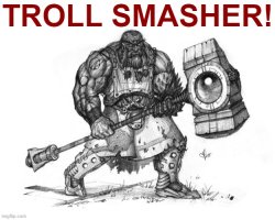 Troll smasher with text red Meme Template