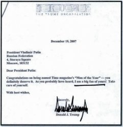 Trump love letter to Putin Meme Template