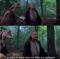 The ability to speak doesn't make you intelligent Meme Template