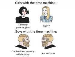 girls vs boys time travel Meme Template