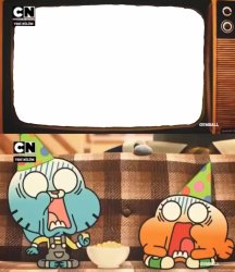 Gumball shocked after watching tv Meme Template