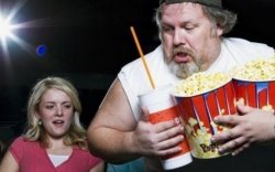 Fat late guy with popcorn Meme Template