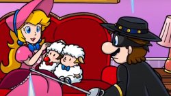 princess peach, her childern and Mario Meme Template