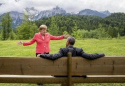 Merkel Obama G7 Meme Template