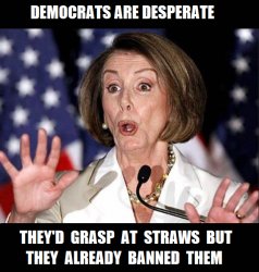 Democrats would grasp straws but they banned them Meme Template