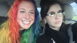 rainbow hair and goth Meme Template