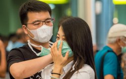 Man helping woman with mask Meme Template