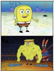 SpongeBob strong weak Meme Template