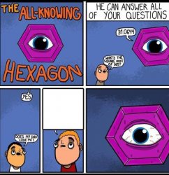 The All-knowing Hexagon Meme Template