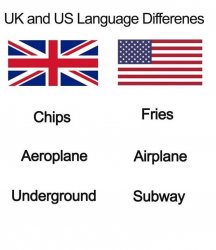 UK and US Language differences Meme Template