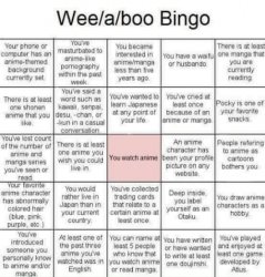 Weeaboo Bingo Meme Template