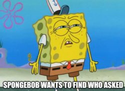Spongebob wants to find who asked Meme Template