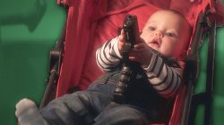 Baby with a gun Meme Template