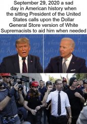 Trump Calling Aid From Dollar General Version White Supremacist Meme Template