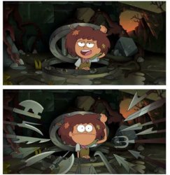 Amphibia anne gets caught in sewer Meme Template