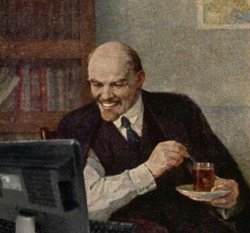 Lenin watching at pc Meme Template