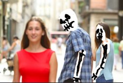 Distracted Skeleton Meme Template