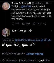 Trump Tweeting Positive Of COVID Ivan Drago He Dies Meme Template