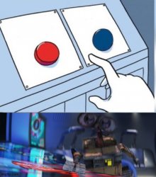 Two buttons Wall.E Meme Template