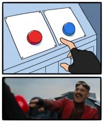 Red and blue button Meme Template