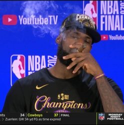 LeBron James smoking during an interview Meme Template
