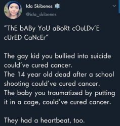 The baby you abort could have cured cancer Meme Template