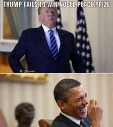 Trump fails to win Nobel Peace Prize Meme Template