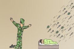 Soldier failing to protect sleeping child Meme Template