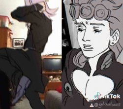 Giorno and Abbacchio; but it's a TikTok meme Meme Template