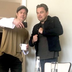 Brad Pitt Showing Leo DiCaprio Phone Meme Template
