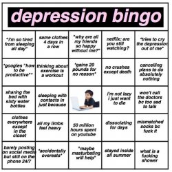 Depression bingo Meme Template