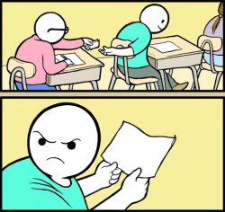 The cheat on exam Meme Template