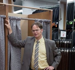 Dwight at suit warehouse Meme Template