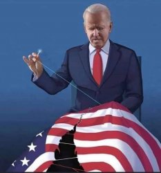 Biden stitching american flag Meme Template