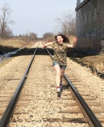 girl running on train tracks Meme Template