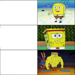 the 3 stages of the Sponge Meme Template