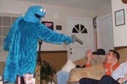 cookie monster with gun Meme Template