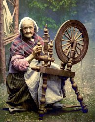 Old Woman Spinning 1900 Ireland Meme Template