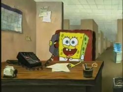 SpongeBob hang on I'll transfer your call Meme Template