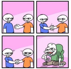 Two persons shaking hands Meme Template