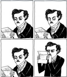 Poe reading extended Meme Template