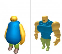 Fat vs Buff Roblox Noob Meme Template