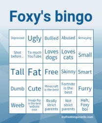 Foxy's bingo Meme Template