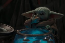 Baby Yoda eating eggs Meme Template